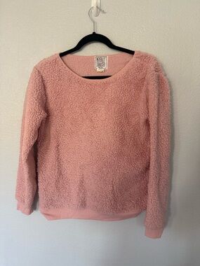 Mentally Exhausted Pink Sherpa Crewneck Sweater Size Small